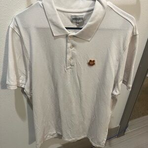 Kenzo White Polo Shirt with Tiger Logo